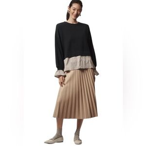 NWT Maeve Anthropologie Striped Trim Twofer Sweatshirt, XL